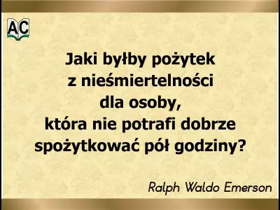 Autor: Ralph Waldo Emerson Dobrze zagospodarować, spożytkować czas