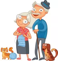 Babcia z dziadkiem Babcia, dziadek, pies i kot