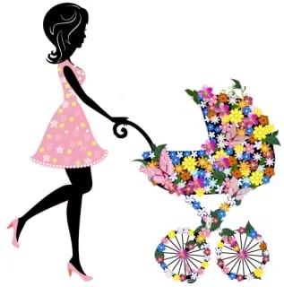 Mama z dzieckiem w wózku